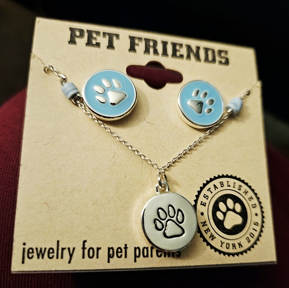 Pet Friends Paw Print Jewelry Set - Picture 2 of 6